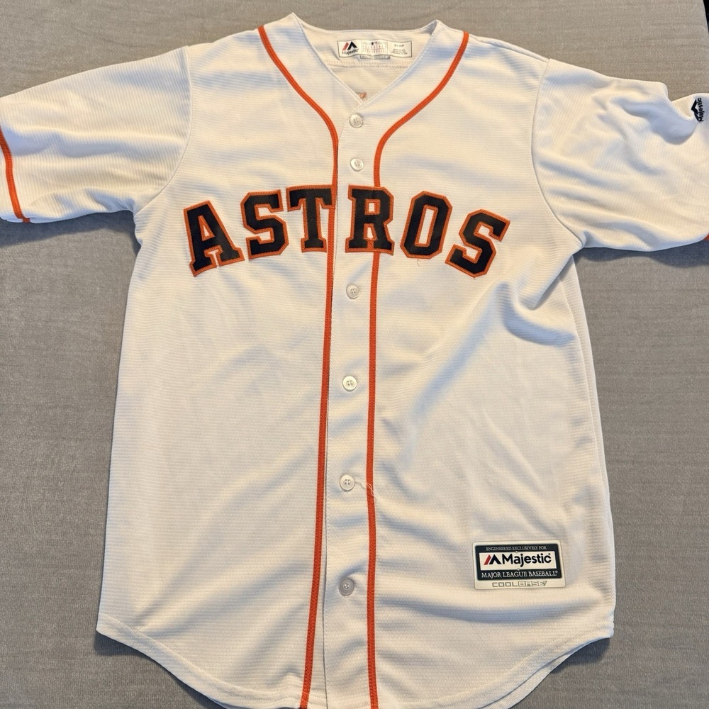 Majestic Houston Astros Gerrit Cole 45 Cool Base Jersey Youth Small White MLB